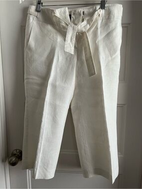 Talbots Cream Cropped Tie-Waist Pants